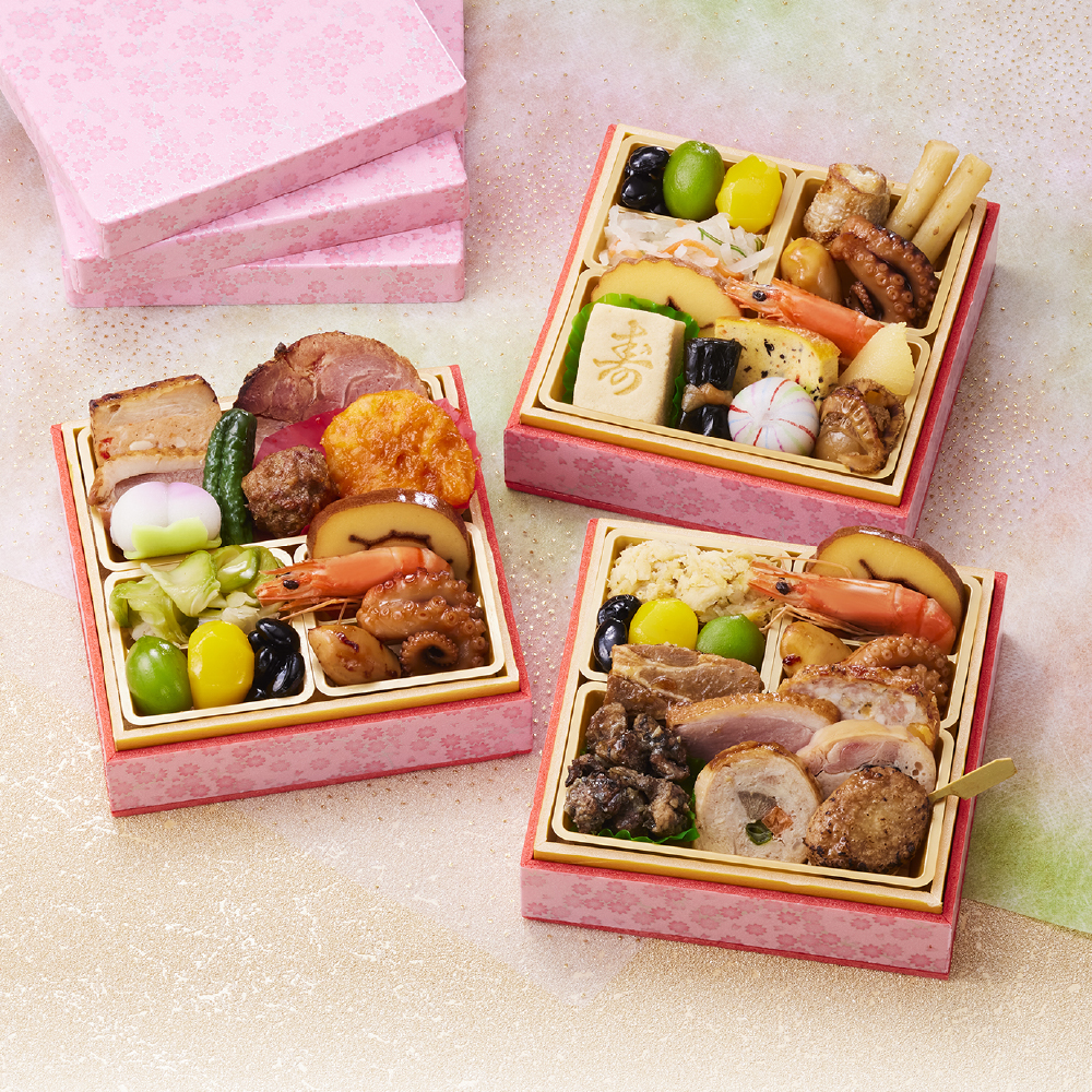 板前魂の小桜パーティーおせち 3個セット【肉1個・和風1個・中華風1個】ミニ一段重おせち　0.7人前×3個