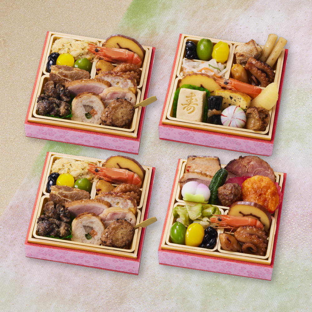 板前魂の小桜パーティーおせち 4個セット【肉2個・和風1個・中華風1個】ミニ一段重おせち　0.7人前×4個