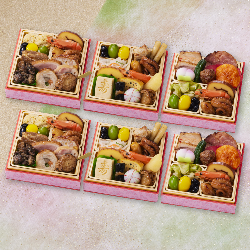 板前魂の小桜パーティーおせち 6個セット【肉2個・和風2個・中華風2個】ミニ一段重おせち　0.7人前×6個