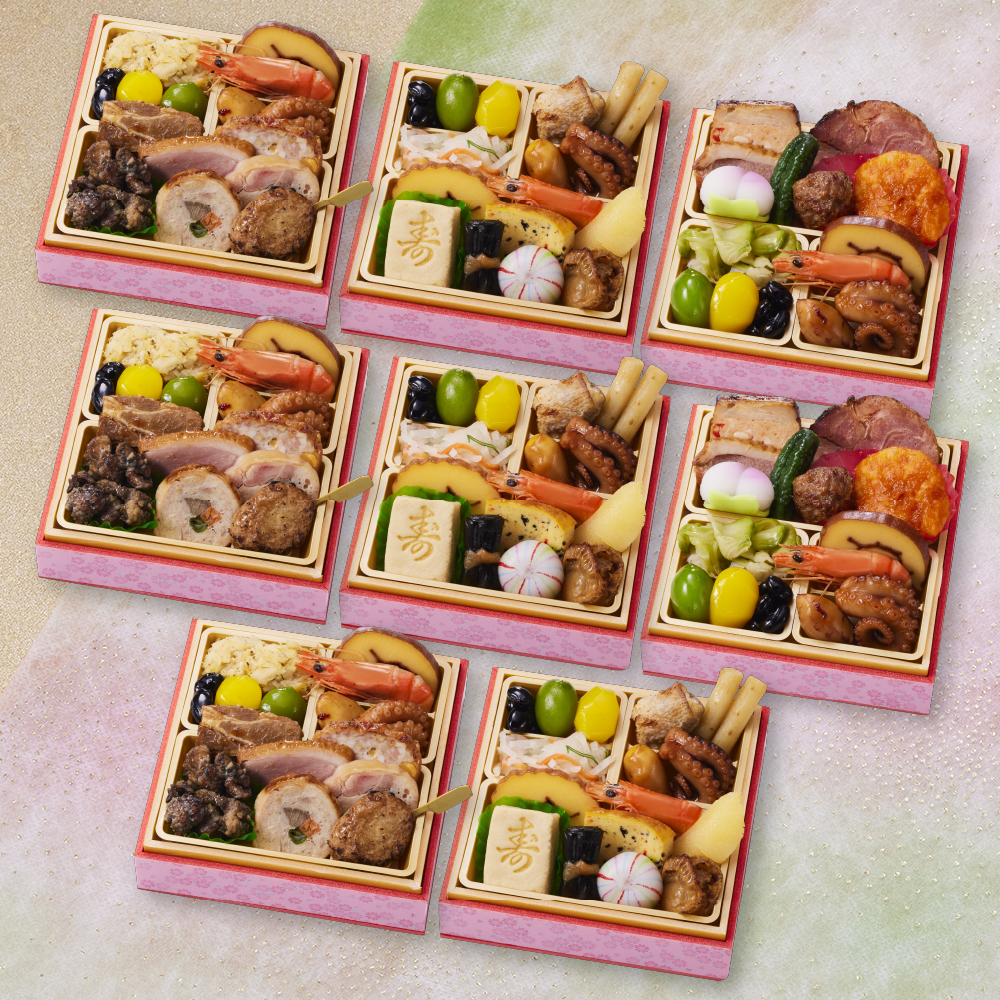 板前魂の小桜パーティーおせち 8個セット【肉3個・和風3個・中華風2個】ミニ一段重おせち　0.7人前×8個