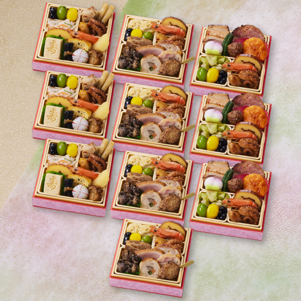 板前魂の小桜パーティーおせち 10個セット【肉4個・和風3個・中華風3個】ミニ一段重おせち　0.7人前×10個